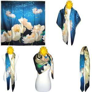 NWT Genuine 100% Mulberry Silk Satin Scarf 42"x42" Large Square Shawl 59261